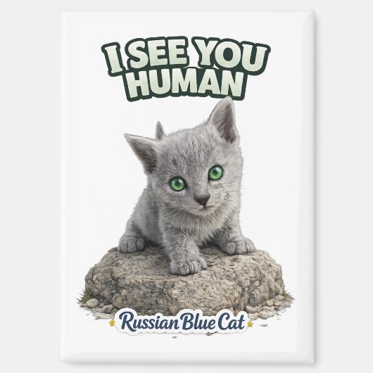 Russian Blue Cat Magnet (Voorkant)