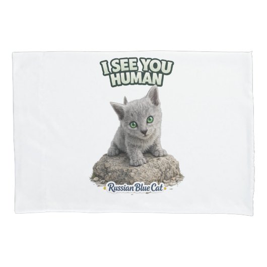 Russian Blue Cat Pillow Cover Kussensloop (Voorkant)