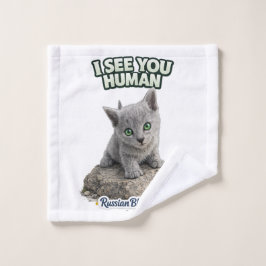 Russian Blue Cat Towel Set Bad Handdoek