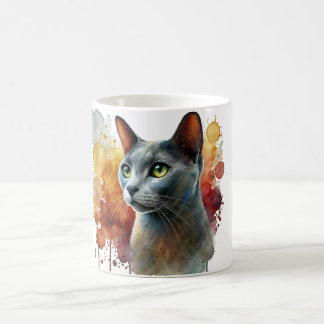 Russian Blue Cat Waterverf Koffiemok