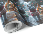 Russian Blue Cats Christmas Snow Holiday Cadeaupapier (Rol Hoek)