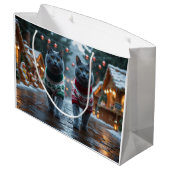 Russian Blue Cats Christmas Snow Holiday  Groot Cadeauzakje (Achterkant Gekanteld)