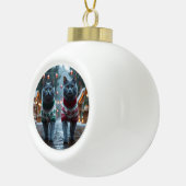 Russian Blue Cats Christmas Snow Holiday  Keramische Bal Ornament (Rechts)