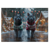 Russian Blue Cats Christmas Snow Holiday  Snijplank (Voorkant)