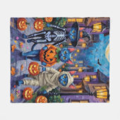 Russian Blue Cats in Halloween Costumes Fleece Deken (Voorkant (Horizontaal))