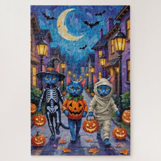 Russian Blue Cats in Halloween Costumes Legpuzzel (Verticaal)