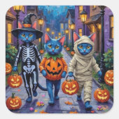Russian Blue Cats in Halloween Costumes Vierkante Sticker (Voorkant)