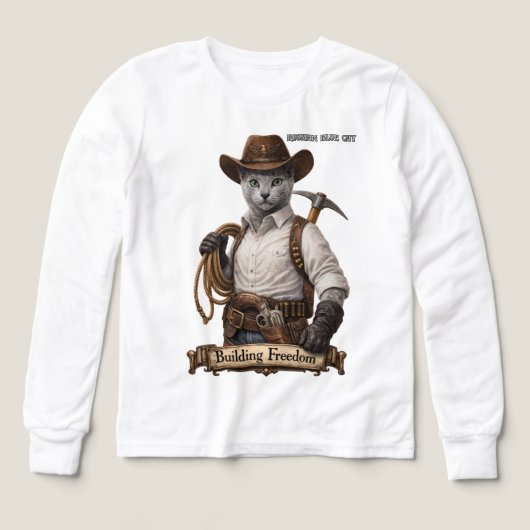 Russian Blue Cowboy Kat – Vrijheid Bouwen (Voorkant)