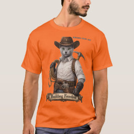Russian Blue Cowboy Kat – Vrijheid Bouwen T-shirt