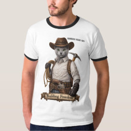 Russian Blue Cowboy Kat – Vrijheid Bouwen T-shirt