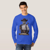 Russian Blue Cowboy Kat – Vrijheid Bouwen T-shirt (Voorkant volledig)