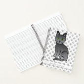 Russian Blue Cute Cartoon Kat & Aangepaste Tekst Notitieboek (Binnen)