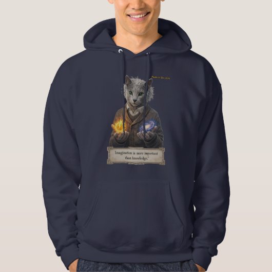 Russian Blue Einstein Cat - Imagination Hoodie (Voorkant)