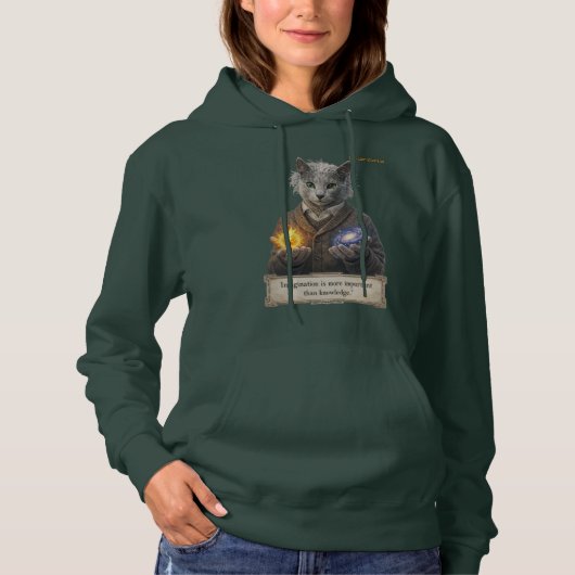 Russian Blue Einstein Cat - Imagination Hoodie (Voorkant)