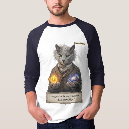 Russian Blue Einstein Cat - Imagination T-shirt (Voorkant)