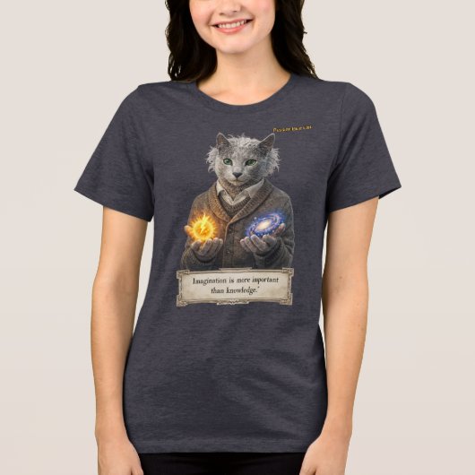 Russian Blue Einstein Cat - Imagination Tri-Blend Shirt (Voorkant)