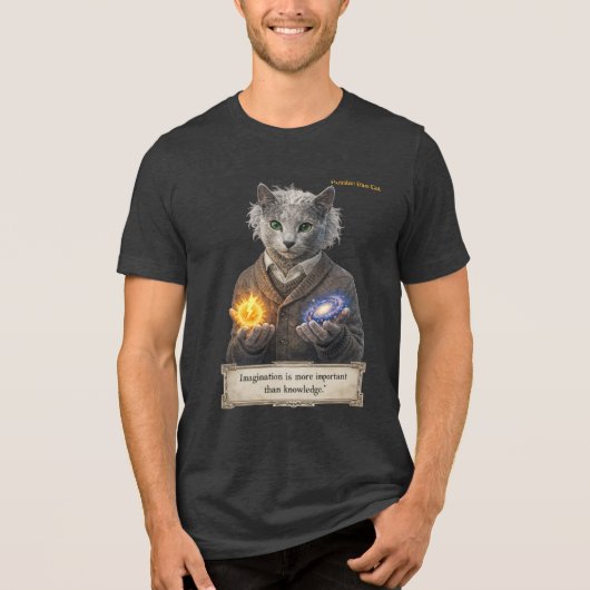 Russian Blue Einstein Cat - Imagination Tri-Blend Shirt (Voorkant)