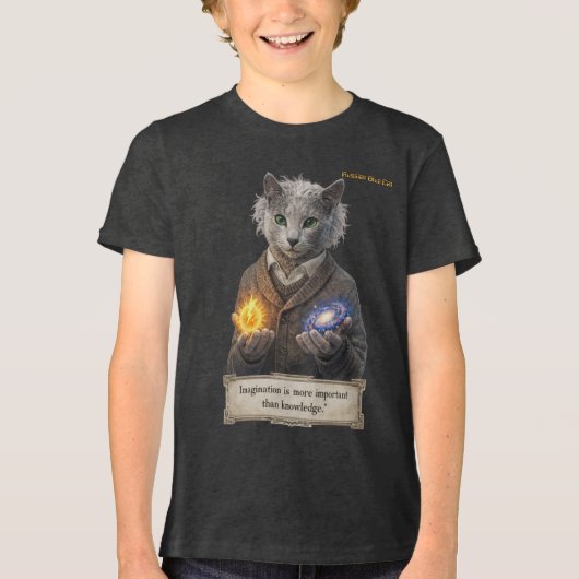 Russian Blue Einstein Cat - Imagination Tri-Blend Shirt (Voorkant)