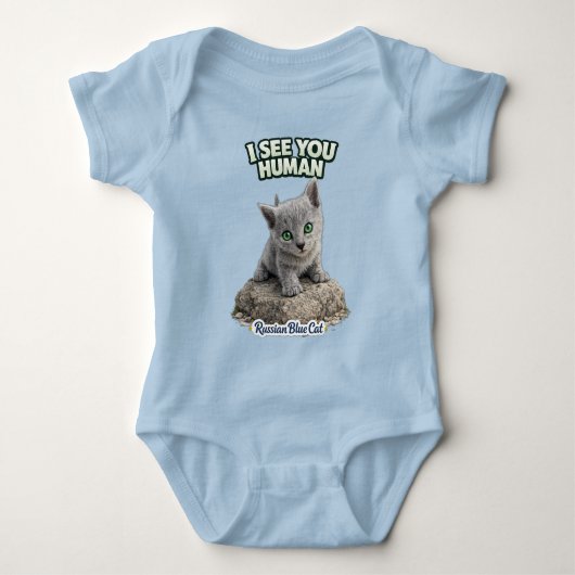 Russian blue funny kitten "I see you" Romper (Voorkant)