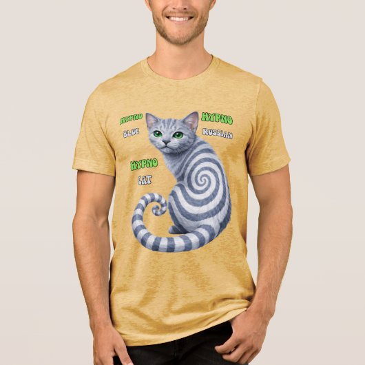 Russian Blue Hypno Cat Tri-Blend Shirt (Voorkant)