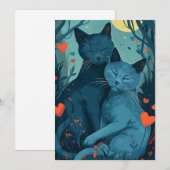 Russian Blue kat Valentijnsdag  Feestdagenkaart (Voorkant / Achterkant)