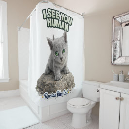 Russian Blue Kitten Curtain Douchegordijn