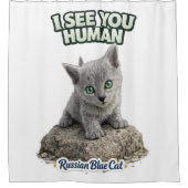 Russian Blue Kitten Curtain Douchegordijn (Voorkant)