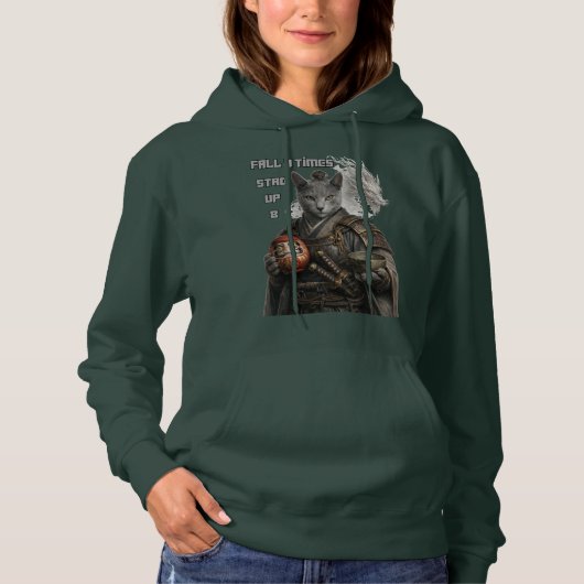 Russian Blue Samurai Cat Hoodie (Voorkant)