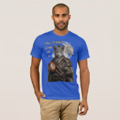 Russian Blue Samurai Cat T-shirt (Voorkant volledig)