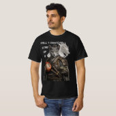 Russian Blue Samurai Cat T-shirt (Voorkant volledig)