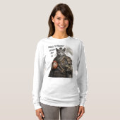 Russian Blue Samurai Cat T-shirt (Voorkant volledig)
