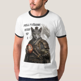 Russian Blue Samurai cat T-shirt