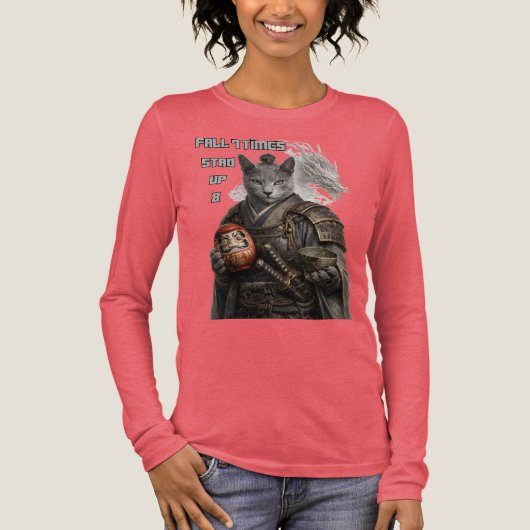 Russian Blue Samurai Cat Tri-Blend Shirt (Voorkant)