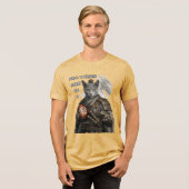 Russian Blue Samurai Cat Tri-Blend Shirt (Voorkant volledig)