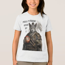 Russian Blue Samurai Cat Tri-Blend Shirt