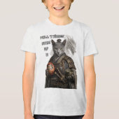 Russian Blue Samurai Cat Tri-Blend Shirt (Voorkant)