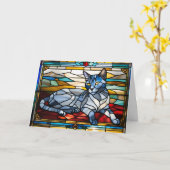 Russian Blue Stained Glass  Kaart (Gele Bloem)