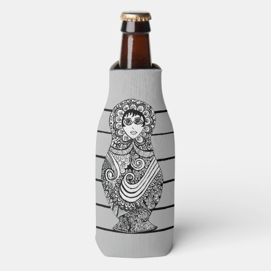 Russian Doll Grey Bottle Cooler (Fles Voorkant)
