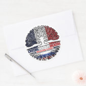 Russian French France Tree Roots Flag Ronde Sticker (Envelop)
