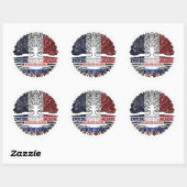 Russian French France Tree Roots Flag Ronde Sticker (Vel)