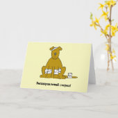 Russian Get Well Soon Cartoon Puppy Kaart (Gele Bloem)