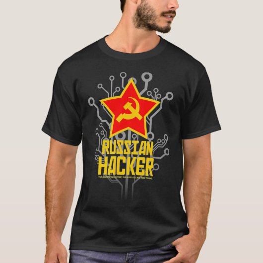 Russian Hacker with Hammer  Sickle Emblem design T-shirt (Voorkant)