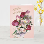 Russian International Women's day, roses & tulips Kaart (Gele Bloem)