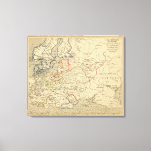 Russie, Pologne, Suede, Norwege, Danemarck Canvas Afdruk
