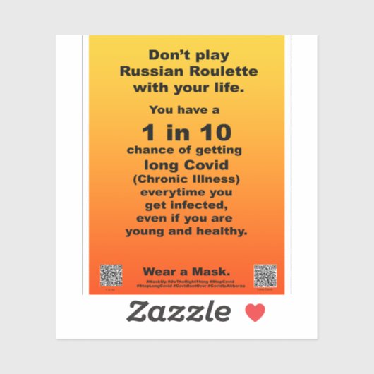 Russiona Roulette 1 op 10 lange Covid vinyl sticke Sticker (Vel)
