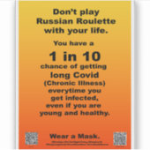 Russiona Roulette 1 op 10 lange Covid vinyl sticke Sticker (Voorkant)