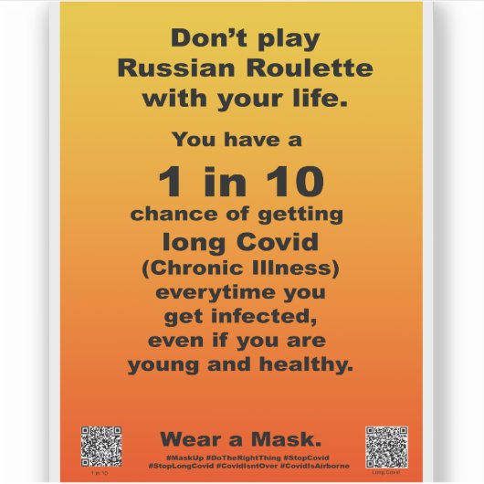 Russiona Roulette 1 op 10 lange Covid vinyl sticke Sticker (Voorkant)