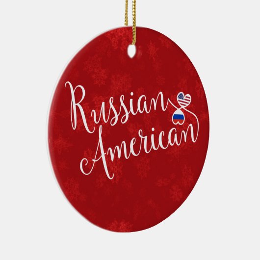 Russisch Amerikaanse harten vlaggen vakantie decor Keramisch Ornament (Rechts)