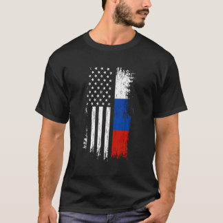 Russisch-Amerikaanse Vlag Hoodie Trots Rusland VS T-shirt