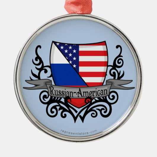 Russisch-Amerikaanse vlag Metalen Ornament (Voorkant)